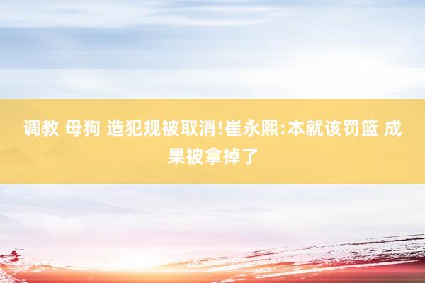 调教 母狗 造犯规被取消!崔永熙:本就该罚篮 成果被拿掉了