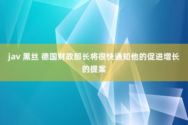 jav 黑丝 德国财政部长将很快通知他的促进增长的提案