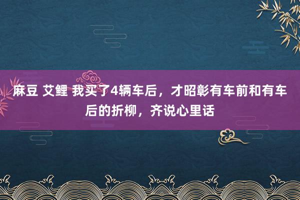 麻豆 艾鲤 我买了4辆车后，才昭彰有车前和有车后的折柳，齐说心里话