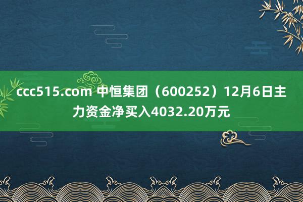 ccc515.com 中恒集团（600252）12月6日主力资金净买入4032.20万元