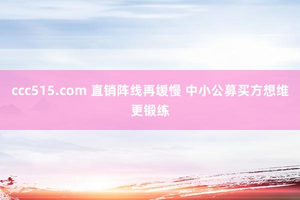 ccc515.com 直销阵线再缓慢 中小公募买方想维更锻练