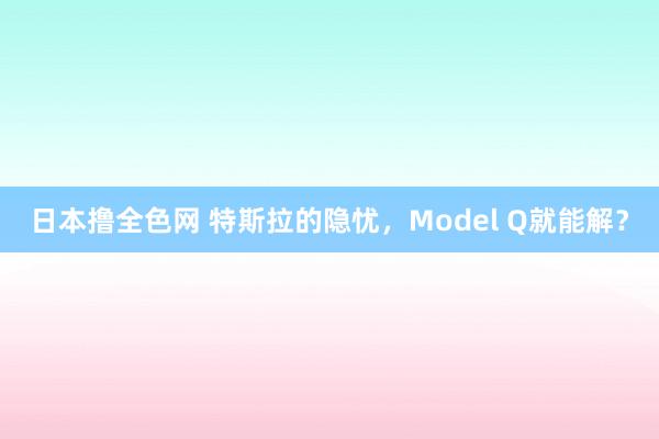 日本撸全色网 特斯拉的隐忧，Model Q就能解？