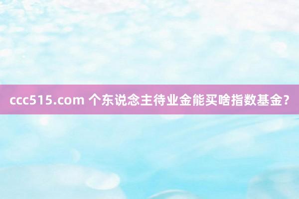 ccc515.com 个东说念主待业金能买啥指数基金？