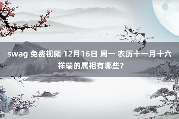 swag 免费视频 12月16日 周一 农历十一月十六 祥瑞的属相有哪些？