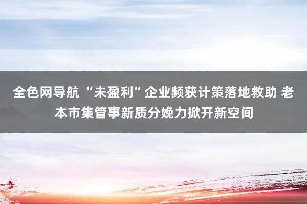 全色网导航 “未盈利”企业频获计策落地救助 老本市集管事新质分娩力掀开新空间