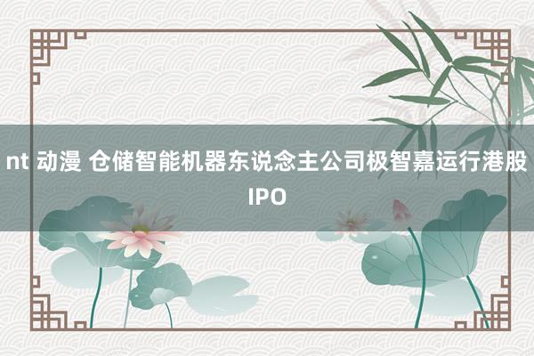 nt 动漫 仓储智能机器东说念主公司极智嘉运行港股IPO