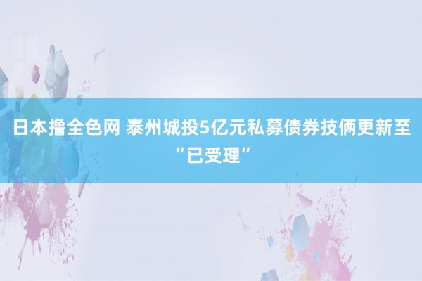 日本撸全色网 泰州城投5亿元私募债券技俩更新至“已受理”