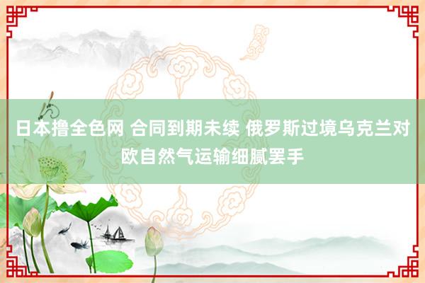 日本撸全色网 合同到期未续 俄罗斯过境乌克兰对欧自然气运输细腻罢手