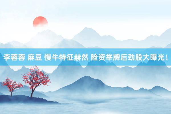 李蓉蓉 麻豆 慢牛特征赫然 险资举牌后劲股大曝光！