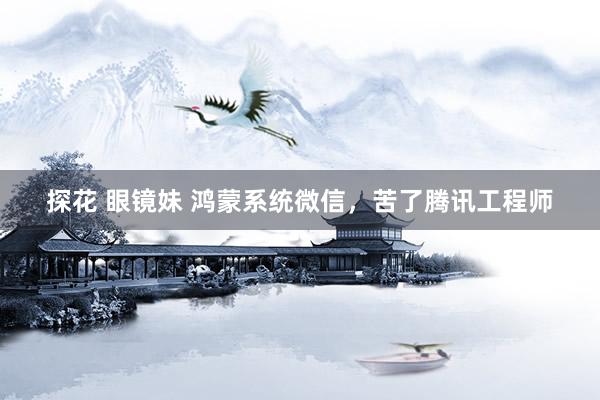 探花 眼镜妹 鸿蒙系统微信，苦了腾讯工程师