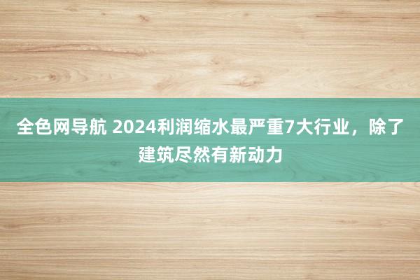 全色网导航 2024利润缩水最严重7大行业，除了建筑尽然有新动力
