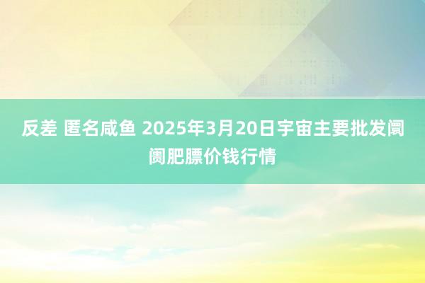 反差 匿名咸鱼 2025年3月20日宇宙主要批发阛阓肥膘价钱行情