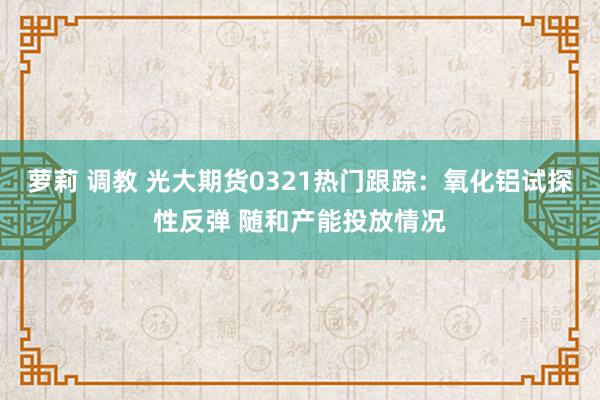 萝莉 调教 光大期货0321热门跟踪：氧化铝试探性反弹 随和产能投放情况