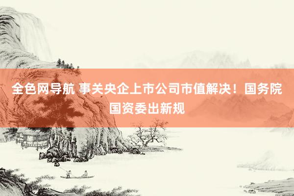 全色网导航 事关央企上市公司市值解决！国务院国资委出新规