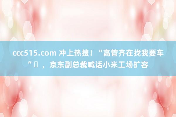 ccc515.com 冲上热搜！“高管齐在找我要车”‌，京东副总裁喊话小米工场扩容