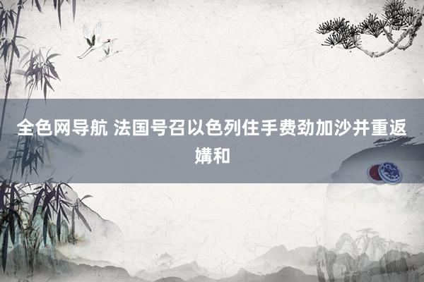全色网导航 法国号召以色列住手费劲加沙并重返媾和
