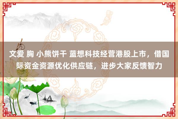 文爱 胸 小熊饼干 蓝想科技经营港股上市，借国际资金资源优化供应链，进步大家反馈智力