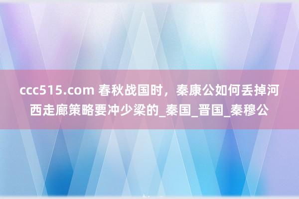 ccc515.com 春秋战国时，秦康公如何丢掉河西走廊策略要冲少梁的_秦国_晋国_秦穆公