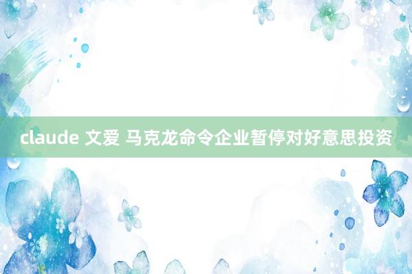 claude 文爱 马克龙命令企业暂停对好意思投资
