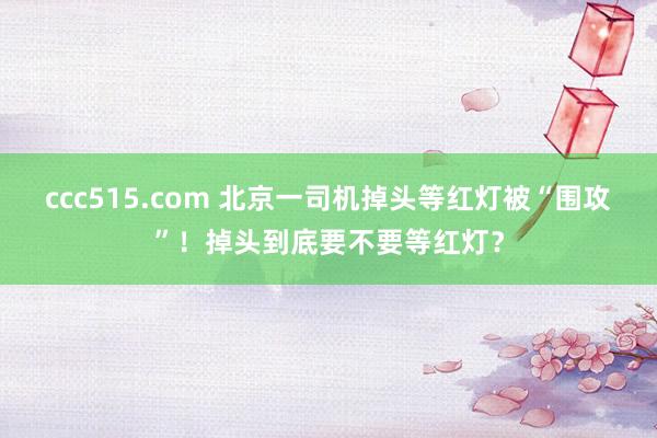 ccc515.com 北京一司机掉头等红灯被“围攻”！掉头到底要不要等红灯？