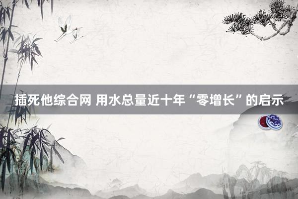 插死他综合网 用水总量近十年“零增长”的启示